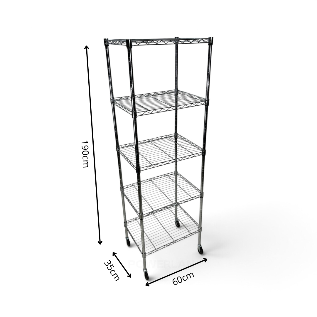 Metallika Scaffale Modulare in Acciaio Cromato 60 × 35 × H 182 cm, 5 Ripiani