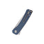 Vista manico micarta blu QSP Osprey con clip inox foro laccetto