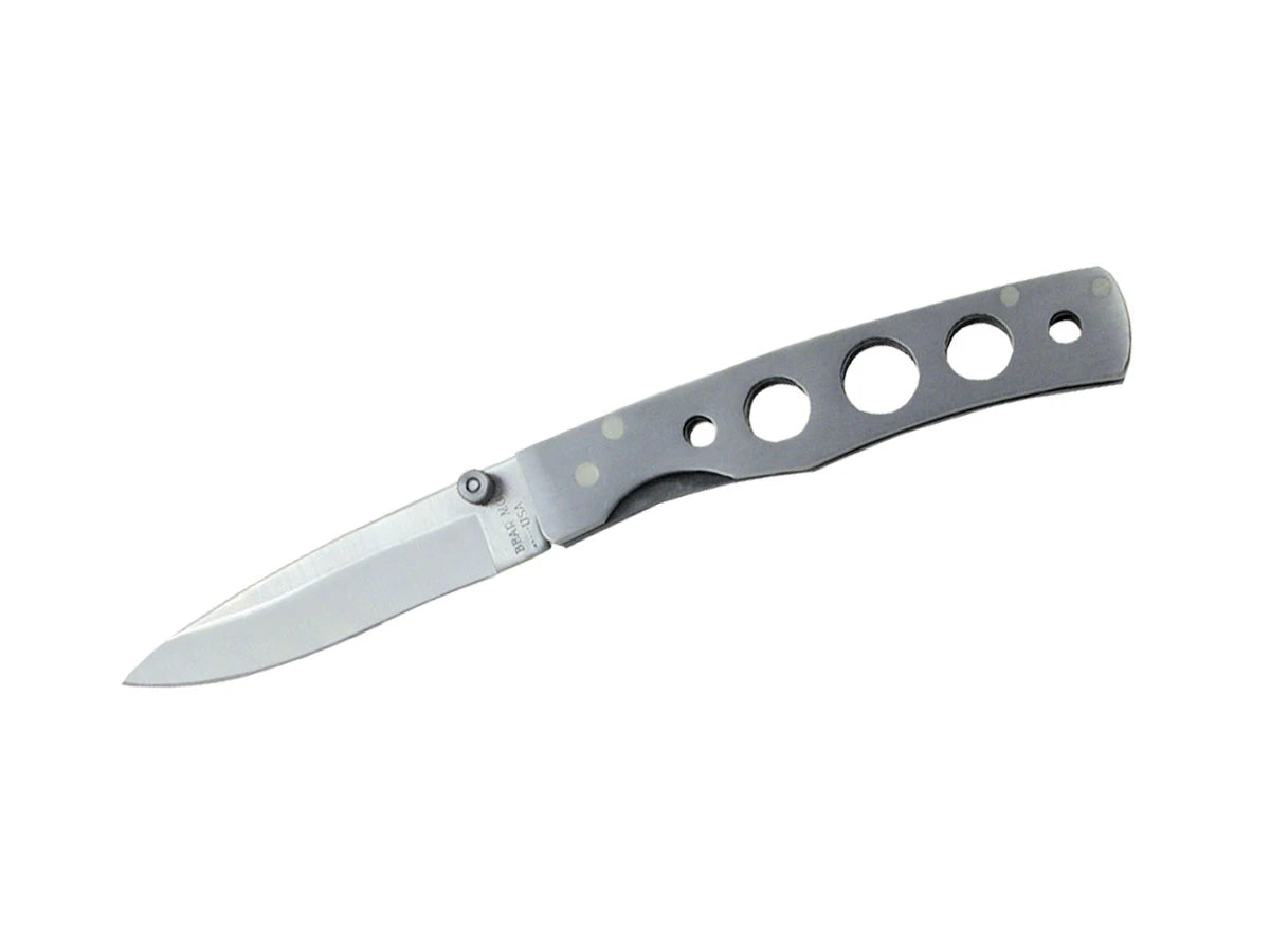Bear MGC Folding Slim 110 lama drop point acciaio inox 6 cm manico acciaio traforato Liner Lock fodero Nylon