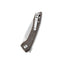 Vista manico micarta marrone QSP Leopard con clip inox foro laccetto