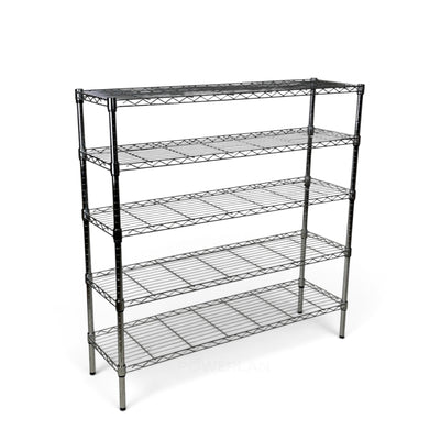 Metallika Scaffale Modulare in Acciaio Cromato 122 × 35 × H 122 cm, 5 Ripiani