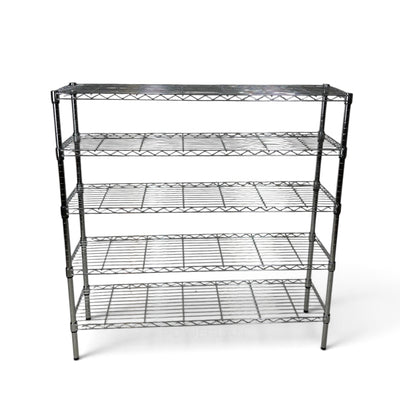Metallika Scaffale Modulare in Acciaio Cromato 122 × 35 × H 122 cm, 5 Ripiani