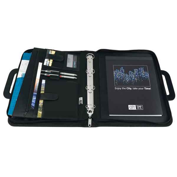 Portablocco - similpelle - c/anelli - nero - 28,5x36 cm - City Time