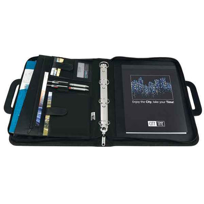 Portablocco - similpelle - c/anelli - nero - 28,5x36 cm - City Time