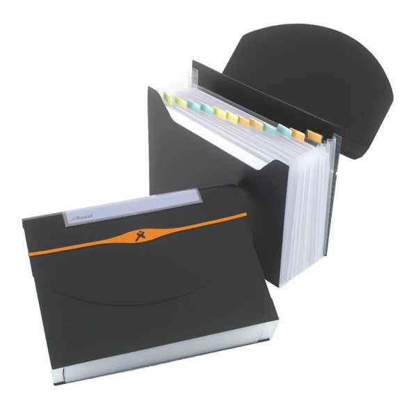 Portadocumenti a soffietto Optima - 13 tasche - 23 x 33 cm - PP- nero - Rexel
