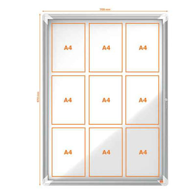 Bacheca per interni - fondo magnetico bianco - 9 fogli A4 - verticale - Nobo