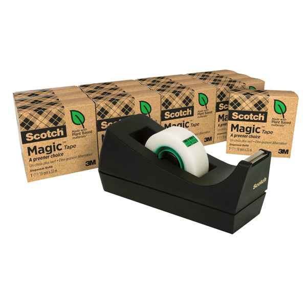 Dispenser C38 - per nastri 33 m - 14 rotoli Scotch Magic 900 inclusi - nero - Scotch