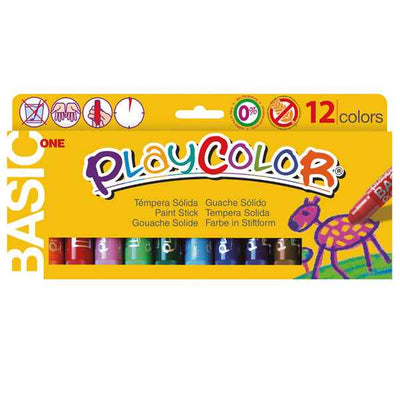 Tempera solida in stick Playcolor - 10gr - colori assortiti - Instant - astuccio 12 stick