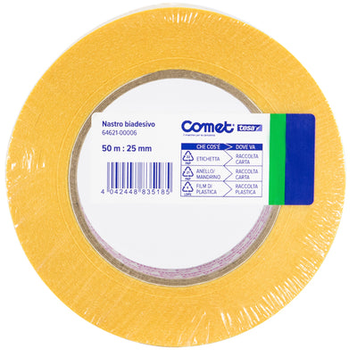 Nastro biadesivo - 25 mm x 50 m - PP - trasparente - Comet