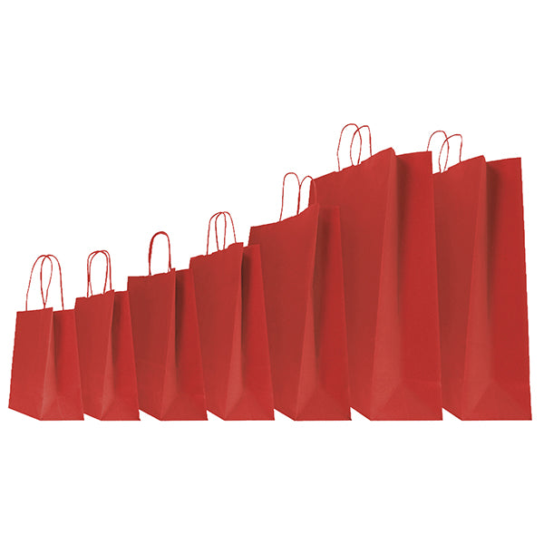 Shopper Twisted - maniglie cordino - 26 x 11 x 35 cm - carta kraft - rosso - Mainetti Bags - conf. 25 pezzi