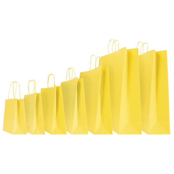 Shopper Twisted - maniglie cordino - 36 x 12 x 41 cm - carta kraft - giallo - Mainetti Bags - conf. 25 pezzi