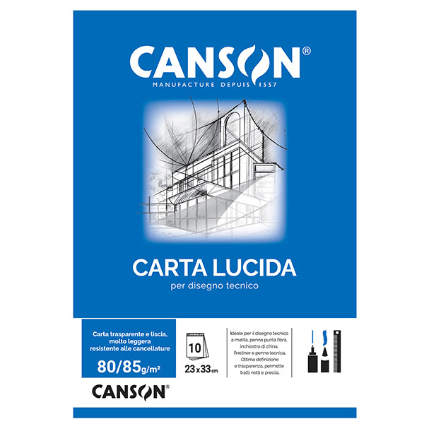 Blocco carta lucida - 23 x 33 cm - 10 fogli - 80gr - uso manuale - Canson