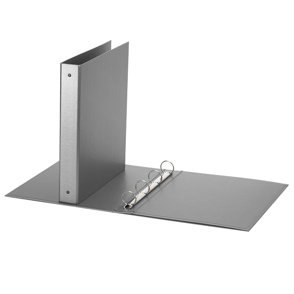 Raccoglitore Europa - 22 x 30 cm - 4 anelli tondi 30 mm - dorso 4 cm - grigio metallizzato - Favorit