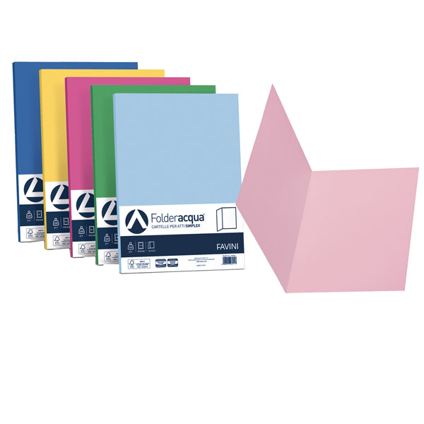 Cartellina semplice Luce - 200 gr - A4 - mix 5 colori - cartoncino bristol - Favini - conf. 50 pezzi