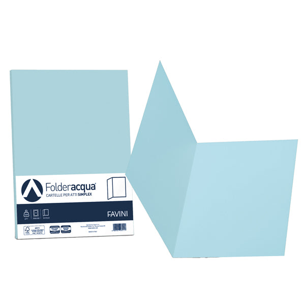 Cartellina semplice Acqua - 200 gr - A4 - celeste - cartoncino bristol - Favini - conf. 50 pezzi