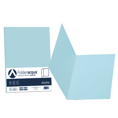 Cartellina semplice Acqua - 200 gr - A4 - celeste - cartoncino bristol - Favini - conf. 50 pezzi