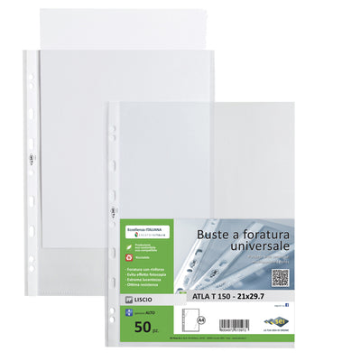 Buste forate Atla T - pesante - liscio - 21 x 29,7 cm - trasparente - Sei Rota - conf. 50 pezzi