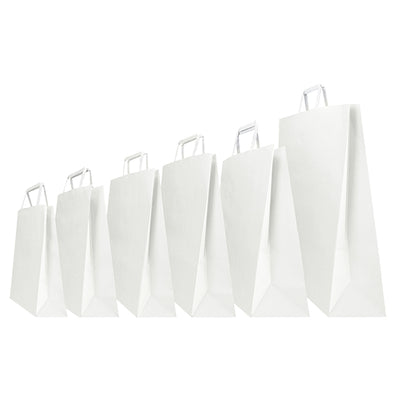 Shopper - maniglia piattina - 36 x 12 x 41 cm - carta kraft - bianco - Mainetti Bags - conf. 250 pezzi
