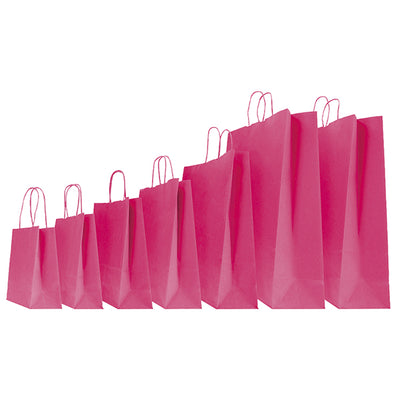 Shopper Twisted - maniglie cordino - 22 x 10 x 29 cm - carta kraft - magenta - Mainetti Bags - conf. 25 pezzi
