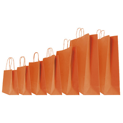 Shopper Twisted - maniglie cordino - 45 x 15 x 50 cm - carta kraft - arancio - Mainetti Bags - conf. 25 pezzi