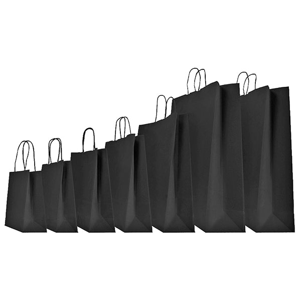 Shopper Twisted - maniglie cordino - 45  x 15 x 50 cm - carta kraft - nero - Mainetti Bags - conf. 25 pezzi