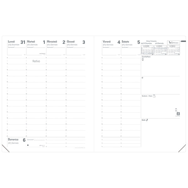 Agenda settimanale Presidente Impala 2027 - 21 x 27 cm - nero - Quo Vadis