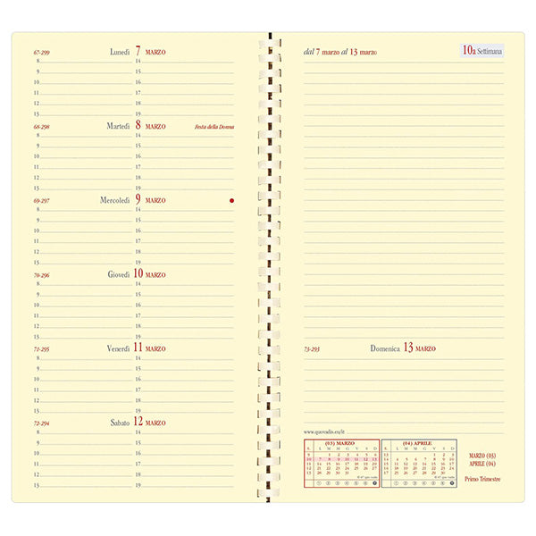 Agenda settimanale Italnote S 2027 - c/spirale - copertina Impala - 8,8 x 17 cm - nero - Quo Vadis
