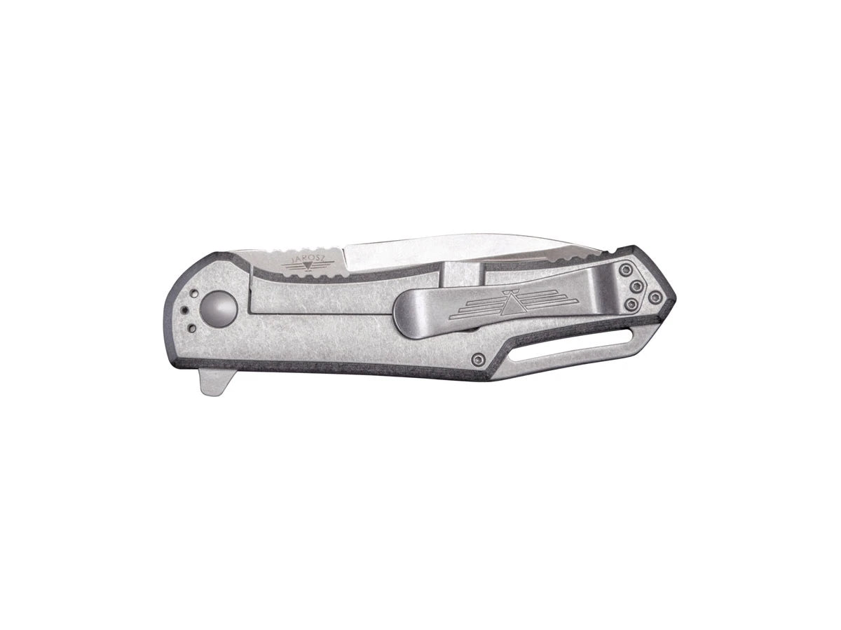 Ka-Bar Jarosz Spear Point 7509 dettaglio manico G-10 sabbia titanio Frame Lock
