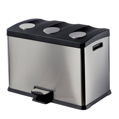 Pattumiera a pedale Multiflux - 59,3x38,2x43 cm - 3 secchi da 12 L ciascuno - inox - Medial