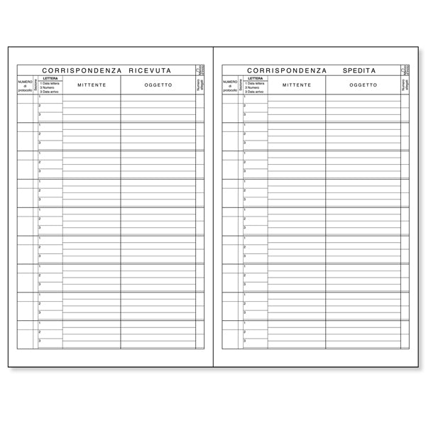Registro protocollo lettere ricevute/spedite - uso mano - 21 x 31cm - 100 fogli - BM