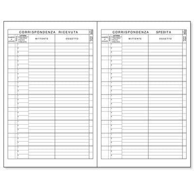 Registro protocollo lettere ricevute/spedite - uso mano - 21 x 31cm - 100 fogli - BM