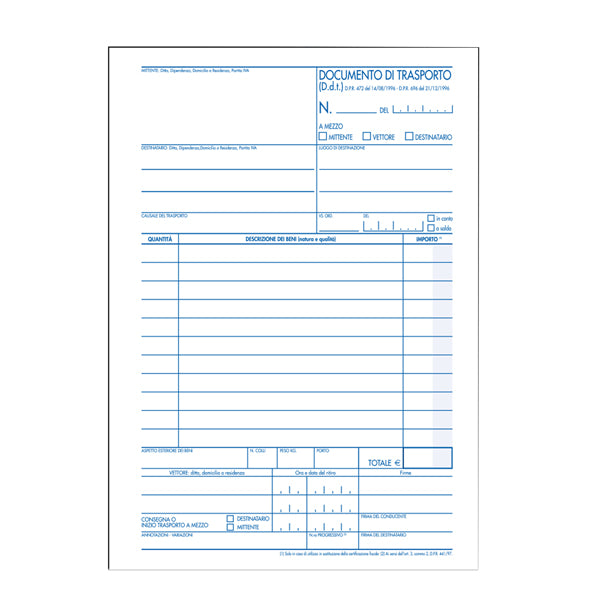 Documento di trasporto - 150 x 225mm - 50 x 3 copie - BM