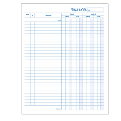 Blocco prima nota cassa - 50 fogli x 2 copie ricalcanti - 22 x 28cm - BM