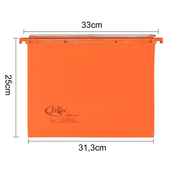 Cartelle sospese Joker - cassetto - interasse 33 cm - fondo V -  31,2 x 25 cm - colori assortiti - Bertesi - conf. 10 pezzi