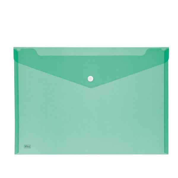 Busta con bottone - 33,5 x 23,5 cm - PP - colori assortiti - Lebez - conf. 5 pezzi