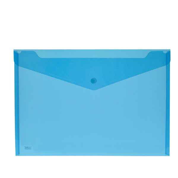 Busta con bottone - 33,5 x 23,5 cm - PP - colori assortiti - Lebez - conf. 5 pezzi