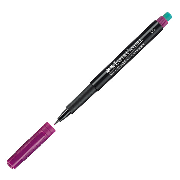 Pennarello Multimark universale permanente con gomma - punta superfine 0,4mm - astuccio 8 colori - Faber-Castell