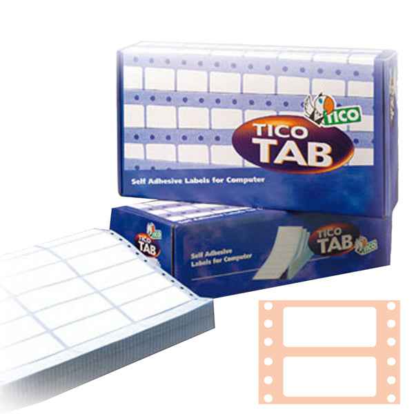 Etichette adesive a modulo continuo TAB 1 - in carta - corsia singola - permanenti - 107 x 48,9 mm - 6 et/fg - 500 fogli - bianco - Tico