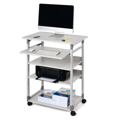 Pc Workstation System 75 VH - con ruote - 5 ripiani - 75 x 53,4 x 95/125 cm - grigio - Durable