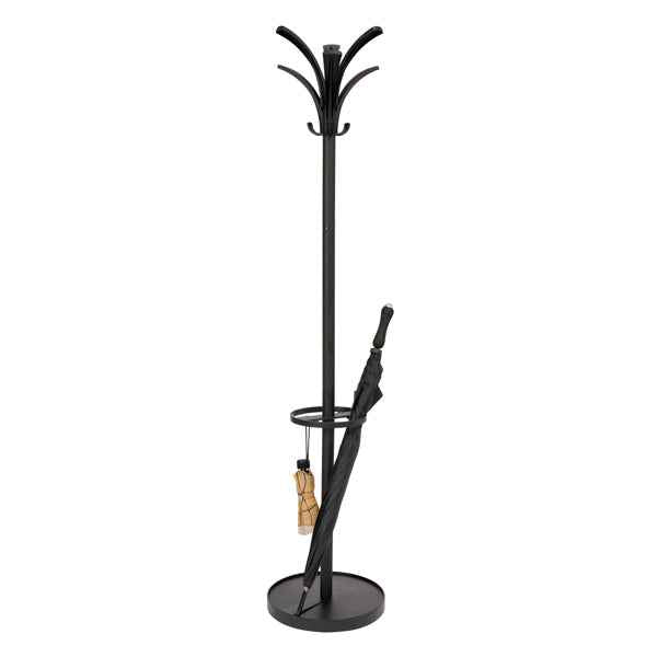Appendiabiti - con portaombrelli - 6 posti - 175 x 38 cm - nero - Alba