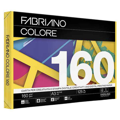 Carta Fabriano Colore - A3 - 160 gr - colori tenui cedro - Fabriano - conf. 125 fogli