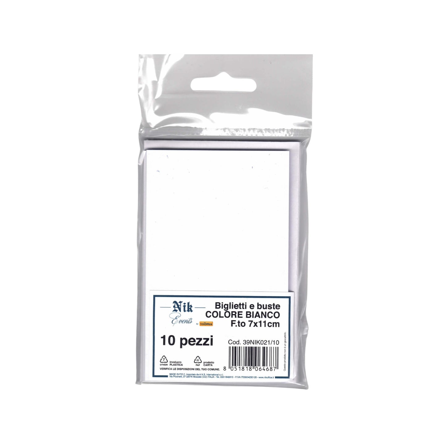TASCHETTA 10 biglietti + 10 buste formato 4 - 70 x 110 mm - 39NIK021/10