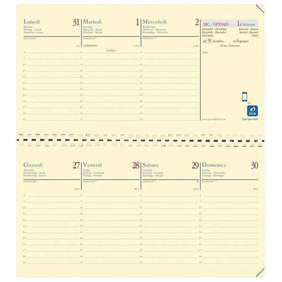 Agenda settimanale Planital 2027 - c/spirale - copertina Impala - 8,8 x 17 cm - nero - Quo Vadis