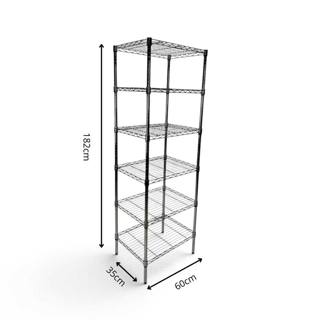 Metallika Scaffale Modulare in Acciaio Cromato 60 × 35 × H 182 cm, 6 Ripiani