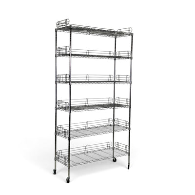 Metallika Scaffale Modulare in Acciaio Cromato 122 × 45 × H 222 cm, 6 Ripiani