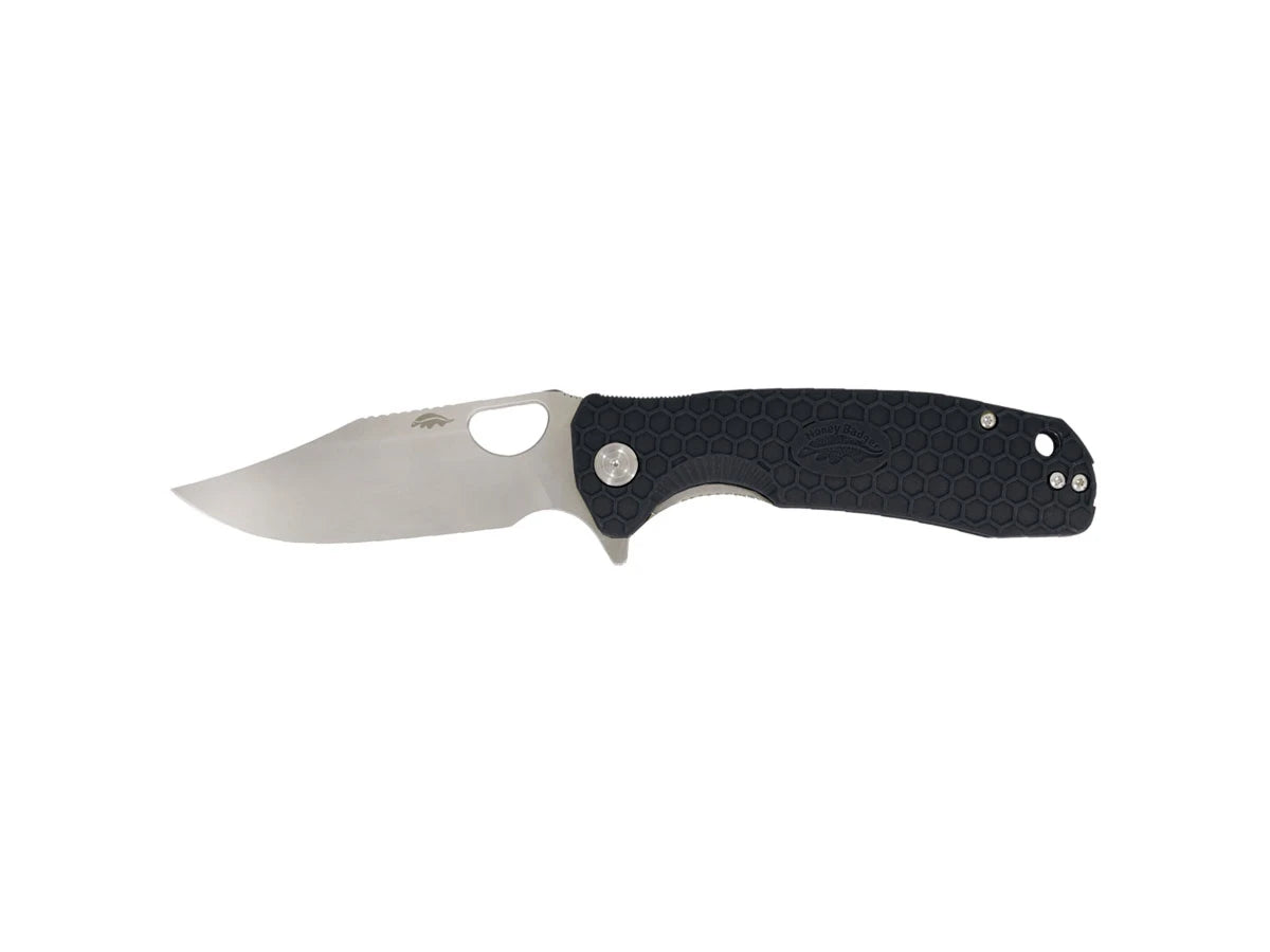Honey Badger Clip Point Small FRN nero HB4075, lama 8Cr13MoV falso filo Bowie