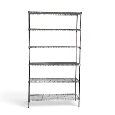 Metallika Scaffale Modulare in Acciaio Cromato 122 × 35 × H 252 cm, 6 Ripiani