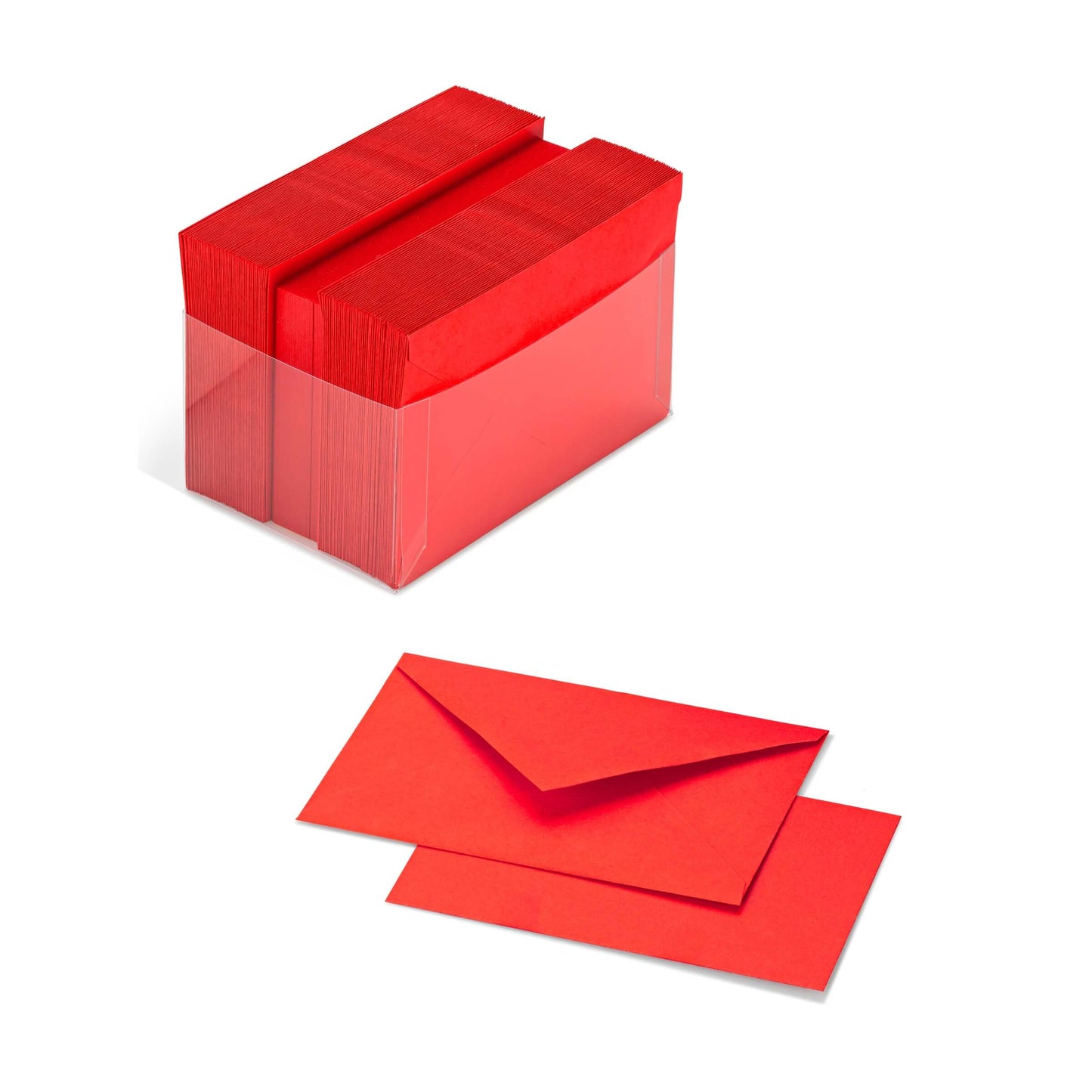 SCATOLA 100 CARTONCINI 200gr + 100 BUSTE 90gr ROSSO FORMATO 9  - 9x14 cm FAVINI