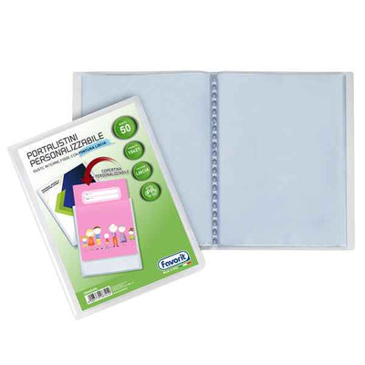 Portalistini personalizzabile Sviluppo - liscio - 15x21 cm - 50 buste - trasparente - Favorit