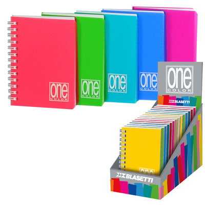 Miniquaderno One Color PP - A6 - 1 rigo - 80 fogli - 80 gr -  c/fori - spiralato - Blasetti - expo 14 pezzi